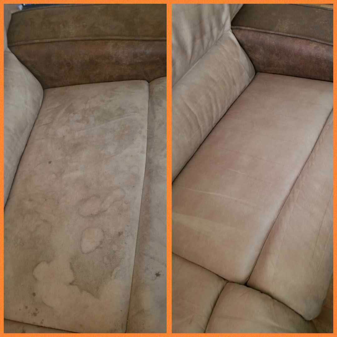 dirty couch before and after cleaning
